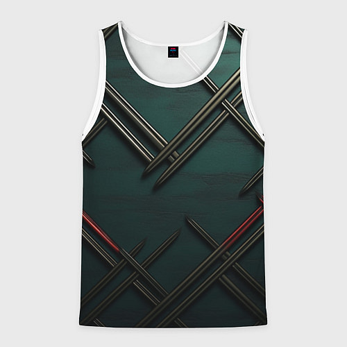 Мужская майка без рукавов Диагональный узор в шотландском стиле / 3D-Белый – фото 1