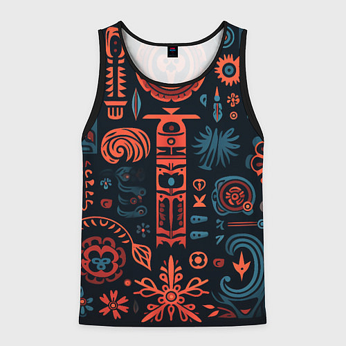 Мужская майка без рукавов Абстрактный паттерн в славянской стилистике / 3D-Черный – фото 1