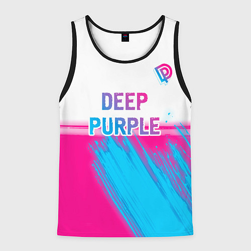 Мужская майка без рукавов Deep Purple neon gradient style посередине / 3D-Черный – фото 1