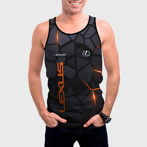 Мужская майка без рукавов Lexus - плиты с эффектом свечения / 3D-Черный – фото 3