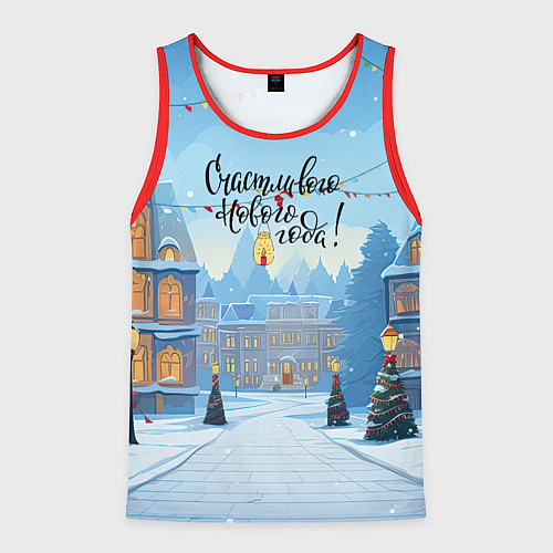 Мужская майка без рукавов Счастливого нового года / 3D-Красный – фото 1