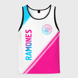 Майка-безрукавка мужская Ramones neon gradient style вертикально, цвет: 3D-черный