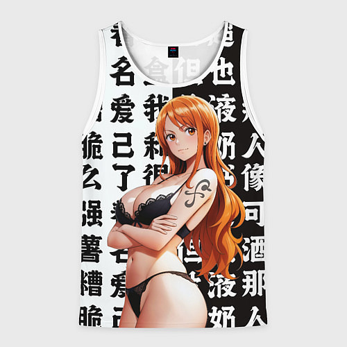 Мужская майка без рукавов Нами в лифчике / 3D-Белый – фото 1