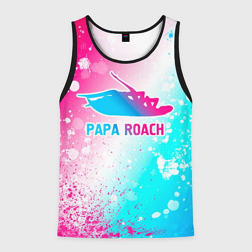 Мужская майка без рукавов Papa Roach neon gradient style / 3D-Черный – фото 1