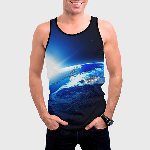 Мужская майка без рукавов Восход солнца в космосе / 3D-Черный – фото 3