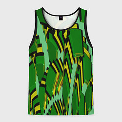 Майка-безрукавка мужская Зеленая псевдокамуфляжная геометрия, цвет: 3D-черный