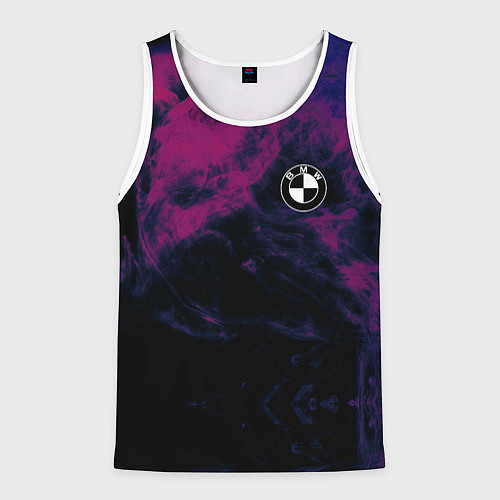 Мужская майка без рукавов БМВ на фоне сиреневого дыма / 3D-Белый – фото 1