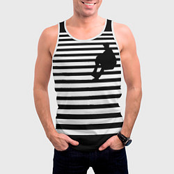 Майка-безрукавка мужская Силуэт на чёрно белом полосы, цвет: 3D-белый — фото 2
