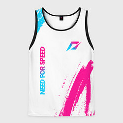 Майка-безрукавка мужская Need for Speed neon gradient style вертикально, цвет: 3D-черный