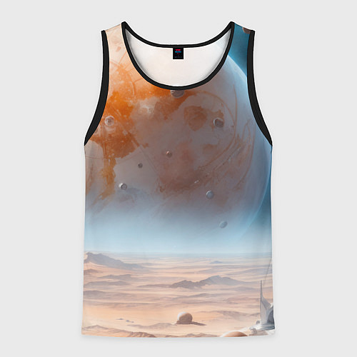 Мужская майка без рукавов Космический марсианский пейзаж / 3D-Черный – фото 1