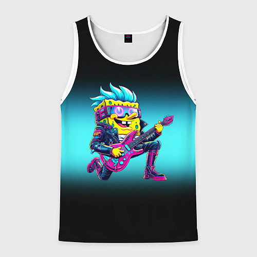 Мужская майка без рукавов Sponge Bob - rock guitarist - ai art / 3D-Белый – фото 1