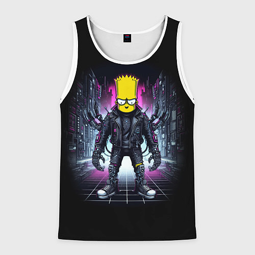 Мужская майка без рукавов Cool Bart Simpson - cyberpunk - ai art / 3D-Белый – фото 1
