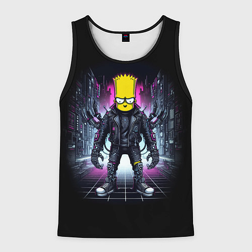 Мужская майка без рукавов Cool Bart Simpson - cyberpunk - ai art / 3D-Черный – фото 1