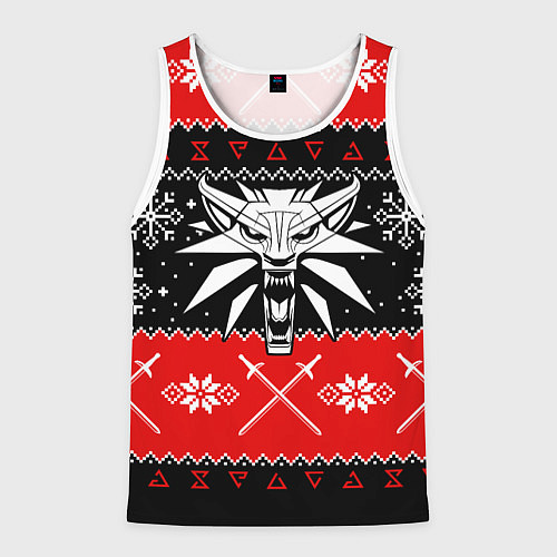 Мужская майка без рукавов The Witcher christmas sweater / 3D-Белый – фото 1