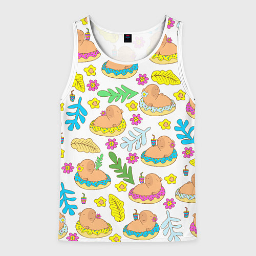 Мужская майка без рукавов Капибары на отдыхе / 3D-Белый – фото 1
