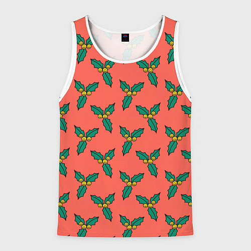 Мужская майка без рукавов Ягоды остролиста / 3D-Белый – фото 1