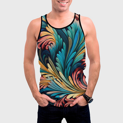 Мужская майка без рукавов Квиллинг абстракция / 3D-Черный – фото 3