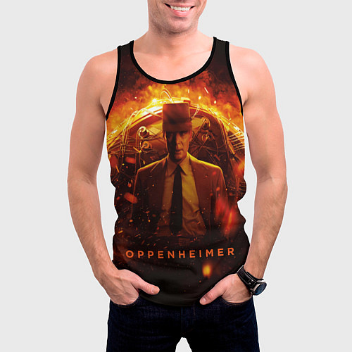 Мужская майка без рукавов Роберт Оппенгеймер и бомба / 3D-Черный – фото 3
