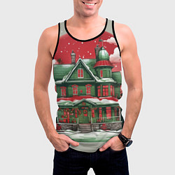 Майка-безрукавка мужская Рождественский дом, цвет: 3D-черный — фото 2