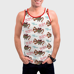 Майка-безрукавка мужская Паттерн с русским драконом, цвет: 3D-красный — фото 2