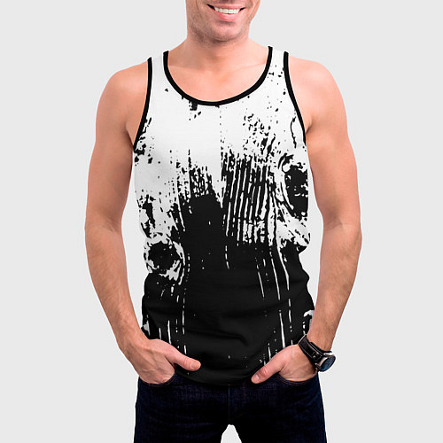 Мужская майка без рукавов Черно-белая абстракция гранж / 3D-Черный – фото 3