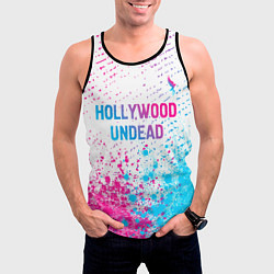 Майка-безрукавка мужская Hollywood Undead neon gradient style посередине, цвет: 3D-черный — фото 2