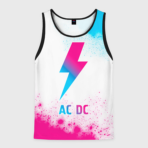 Мужская майка без рукавов AC DC neon gradient style / 3D-Черный – фото 1