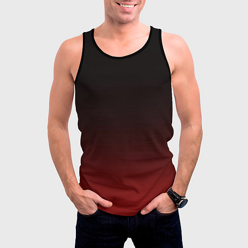 Мужская майка без рукавов Градиент от тёмного до тёмно красного / 3D-Черный – фото 3