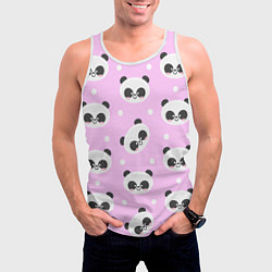 Майка-безрукавка мужская Милая улыбающаяся панда, цвет: 3D-белый — фото 2
