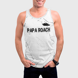 Майка-безрукавка мужская Papa Roach glitch на светлом фоне посередине, цвет: 3D-белый — фото 2