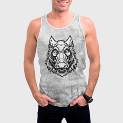 Майка-безрукавка мужская Texture - дикий кабан, цвет: 3D-белый — фото 2