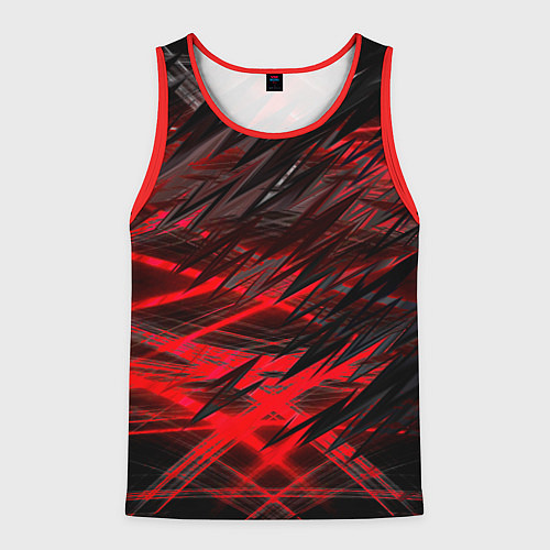 Мужская майка без рукавов Черно красные текстуры / 3D-Красный – фото 1