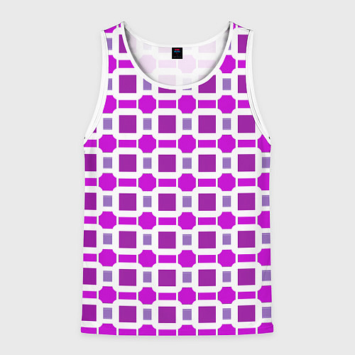 Мужская майка без рукавов Фиолетовые кирпичики и белые полосы / 3D-Белый – фото 1