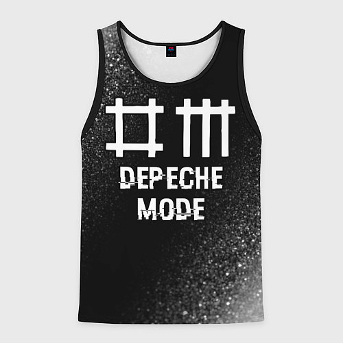 Мужская майка без рукавов Depeche Mode glitch на темном фоне / 3D-Черный – фото 1