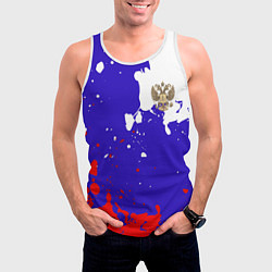 Майка-безрукавка мужская Российский герб на триколоре, цвет: 3D-белый — фото 2