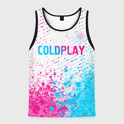 Мужская майка без рукавов Coldplay neon gradient style посередине