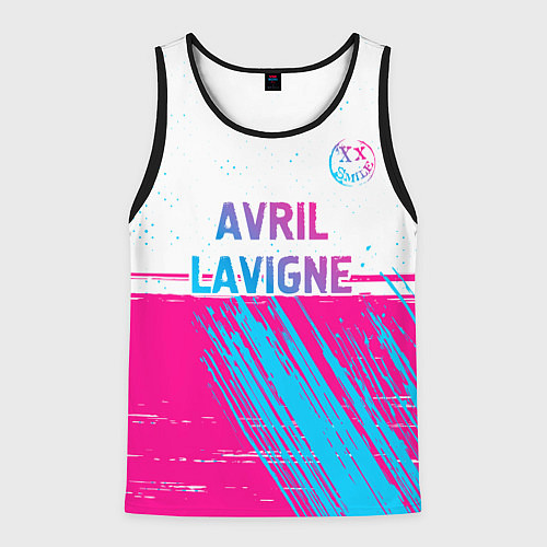 Мужская майка без рукавов Avril Lavigne neon gradient style посередине / 3D-Черный – фото 1