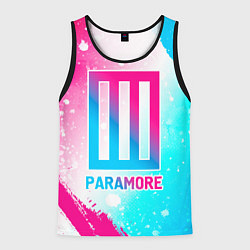 Мужская майка без рукавов Paramore neon gradient style