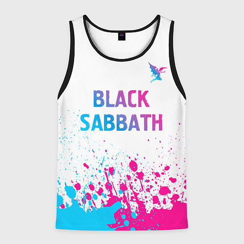 Мужская майка без рукавов Black Sabbath neon gradient style посередине / 3D-Черный – фото 1