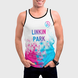 Майка-безрукавка мужская Linkin Park neon gradient style посередине, цвет: 3D-черный — фото 2
