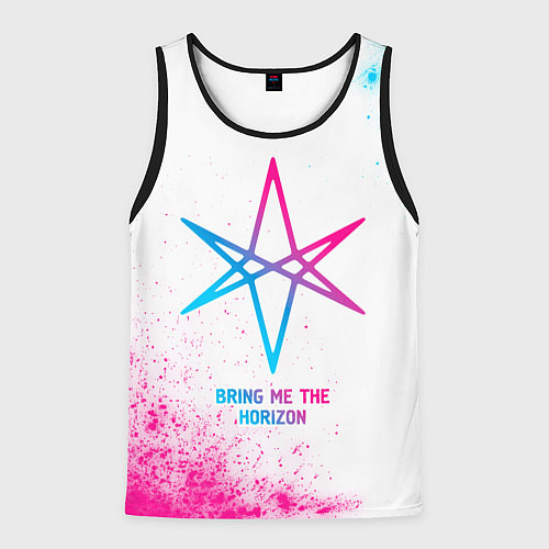 Мужская майка без рукавов Bring Me the Horizon neon gradient style / 3D-Черный – фото 1