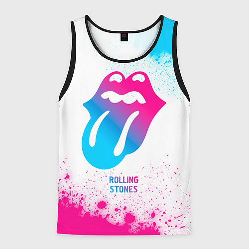 Мужская майка без рукавов Rolling Stones neon gradient style / 3D-Черный – фото 1