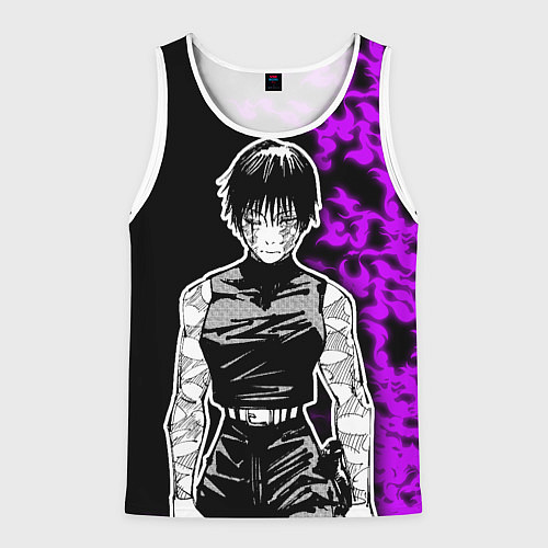Мужская майка без рукавов Маки Зенин и фиолетовый огонь - Магическая битва / 3D-Белый – фото 1