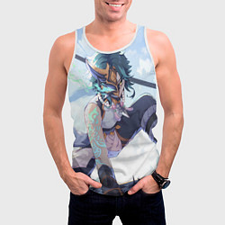 Майка-безрукавка мужская Genshin Impact Сяо Xiao Mask, цвет: 3D-белый — фото 2