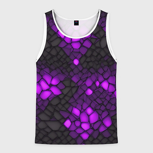 Мужская майка без рукавов Фиолетовый трескающийся камень / 3D-Белый – фото 1