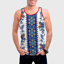 Майка-безрукавка мужская Цветочный этнический орнамент, цвет: 3D-красный — фото 2