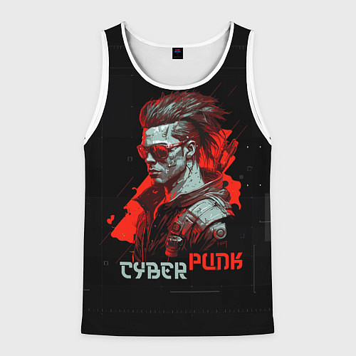 Мужская майка без рукавов Cyberpunk man / 3D-Белый – фото 1