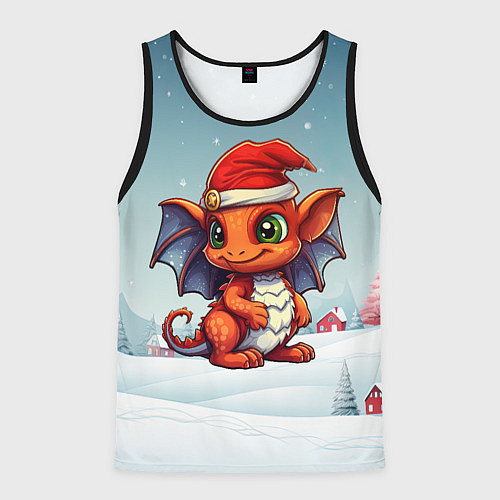 Мужская майка без рукавов Символ нового 2024 года дракон / 3D-Черный – фото 1