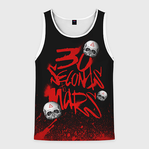 Мужская майка без рукавов Thirty seconds to mars skulls / 3D-Белый – фото 1