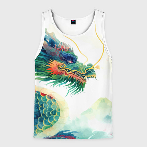 Мужская майка без рукавов Japanese dragon - watercolor art / 3D-Белый – фото 1